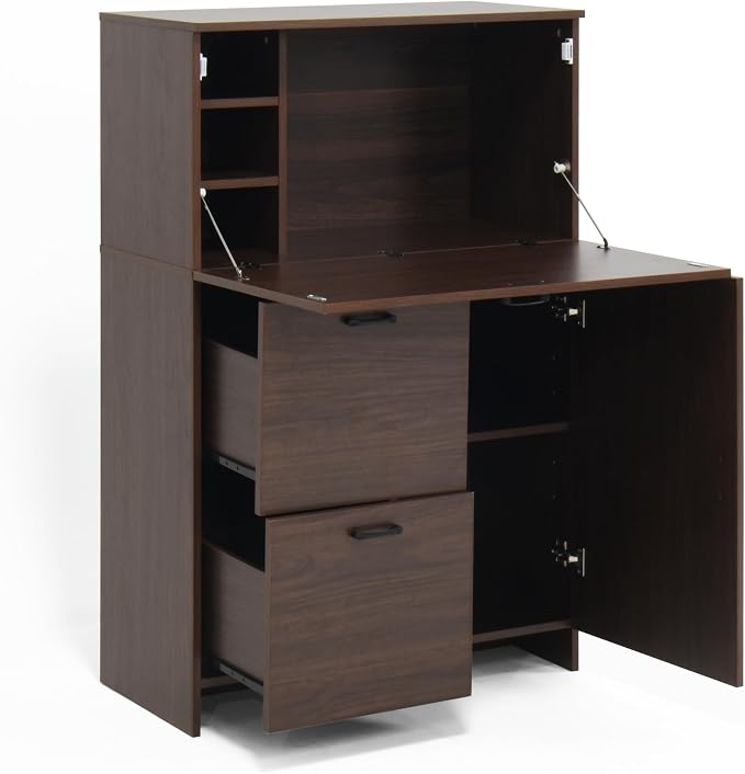 Foldable Desk Cabinet with Storage Drawers & Shelves - Image 9