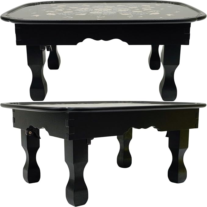 February Mountain Mother of Pearl Folding Table Handmade Bedroom Table - Image 4