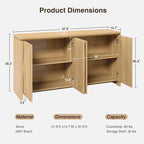 Fluted Cabinet with 3D Ripple Doors, 57.9" W Storage Cabinet with Adjustable - Image 2