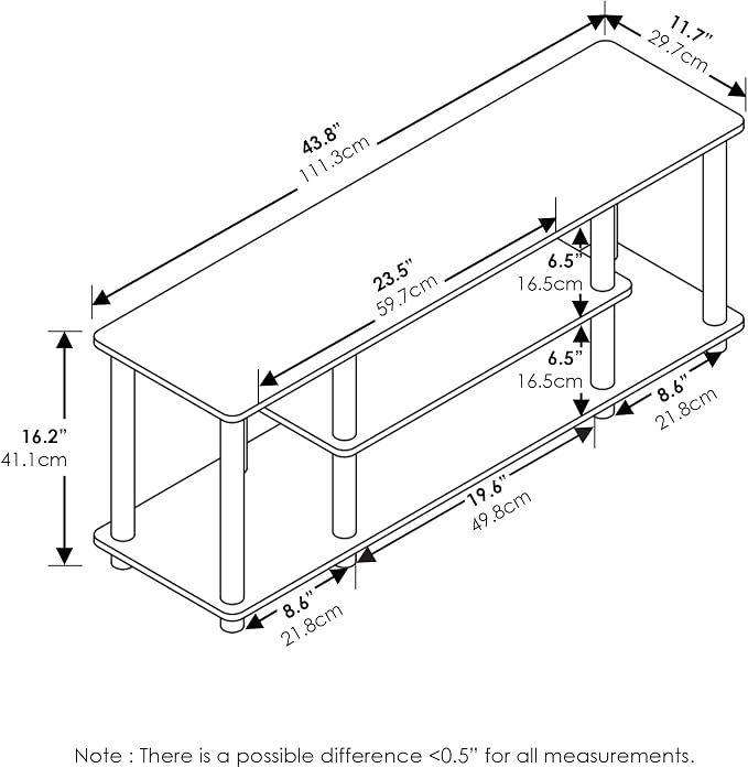Furinno Turn-N-Tube No Tools 3D 3-Tier Entertainment TV Stand up to 50 inch TV - Image 7