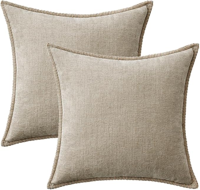 MIULEE Decorative Couch Throw Pillow Covers 18x18 Inch Light Taupe 2 Pack | - Image 8