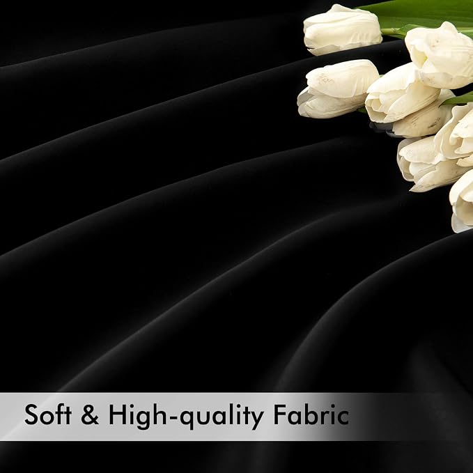 MIULEE Black Back Tab Blackout Curtains 52x105 Inch Long 2 Panels Set | Rod - Image 6