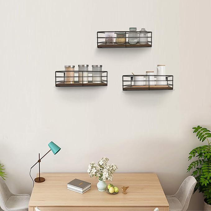 CRUGLA Floating Shelves Wall Mounted Set of 3, Hanging Storage Wall Shelf - Image 5