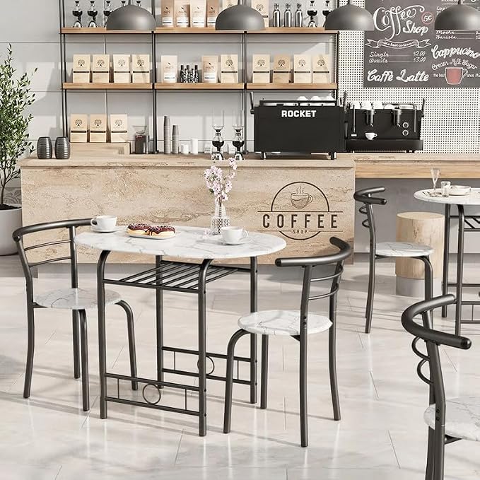 Shahoo 3-Piece Wooden Dining Table Set, Kitchen Breakfast Nook Sets - Image 3
