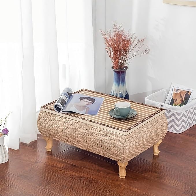 Japanese-Style Rattan Floor Table - Image 2