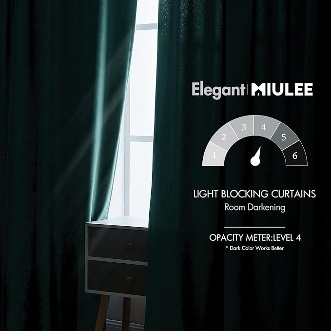 MIULEE Teal Velvet Curtains 52x84 inches 2 Panels Luxury Blackout Curtains | - Image 5