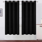 Blackout Curtains 66 x 72 Inch Long Black Curtains Set of 2 Panels Room by Lemomo