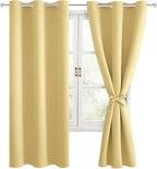 Room Darkening Curtains for Bedroom, 42 x 63 Inch, Light Yellow | Thermal - Image 8