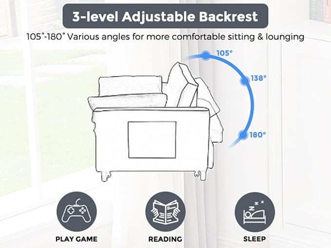 3-in-1 Convertible Sleeper Sofa Bed, 55 inch Small Couch - Image 7
