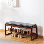 SOBIBO Solid Wood Shoe Bench, 2-Tier Wooden Entryway Bench, Modern Shoe Rack by SOBIBO