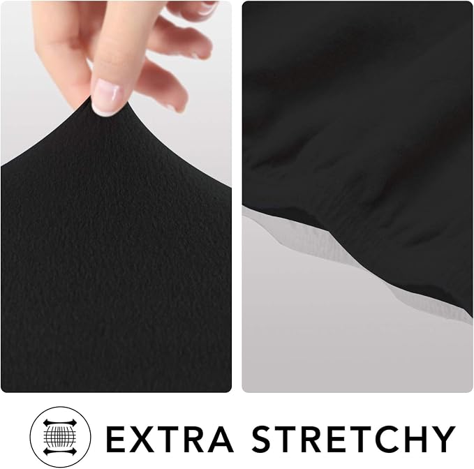 PureFit Stretch Couch Covers for Sofa 4 Seater Slipcovers Black | 1-Piece Sofa - Image 4
