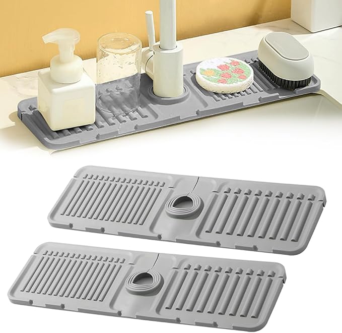 Faucet Mat for Kitchen Sink, 2024 Upgrade Faucet Guard Draining Mat Silicone by Coloday