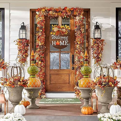 Interchangeable Welcome Sign for Front Door with 4 Seasonal Wreaths and 14 Changeable Icons, Farmhouse Front Door Signs, Door Decoration Porch Decor, Seasonal Wooden Home Sign home décor (6wood) - Image 3