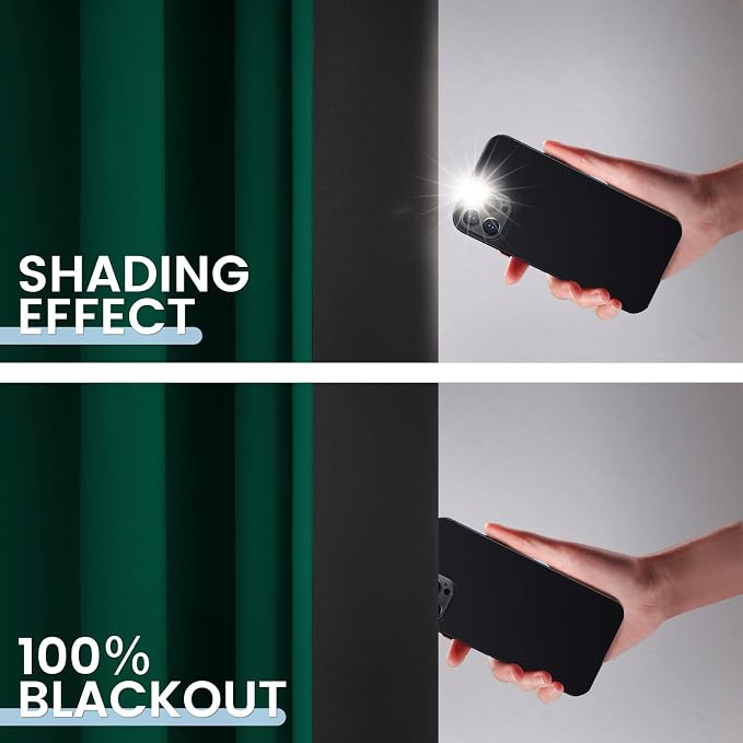 SimpleHome Dark Green 100% Blackout Curtains Room Darkening Living Room 96 | - Image 4