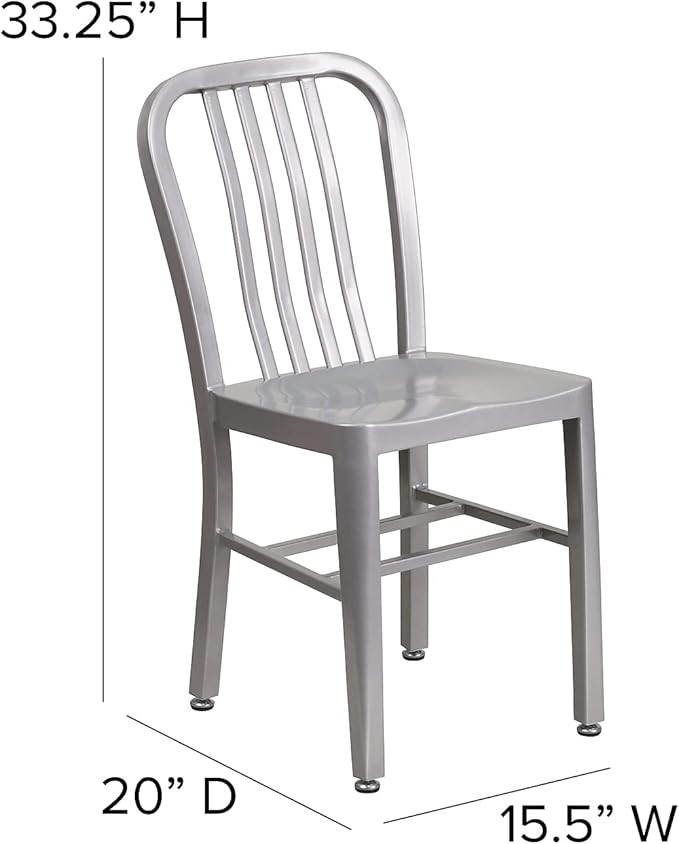 Flash Furniture Commercial Grade Silver Metal Indoor-Outdoor Chair - Image 3