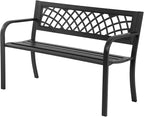 Garden Bench, Outdoor Benches, Iron Steel Frame Patio Bench - Image 8