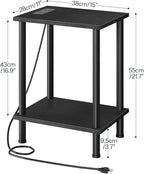 HOOBRO Side Table with Charging Station, End Table with USB Port and Outlets - Image 3