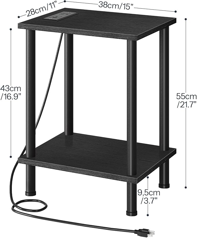 HOOBRO Side Table with Charging Station, End Table with USB Port and Outlets - Image 3