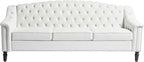 LEVNARY Mid-Century Modern Velvet Sofa, Chesterfield Couch Sleeper Settee - Image 8