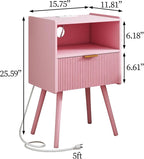 JOONEE Nightstand with Oultlet, Modern Bedside Table with Storage Drawer and - Image 2