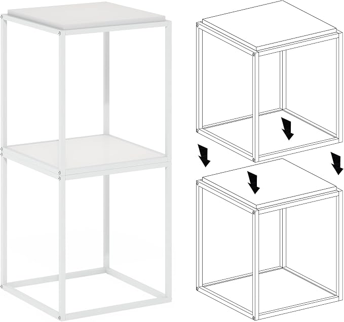 Furinno Moretti Side Table, 1-Tier Stackable Metal Frame End Table, Night Stand - Image 7