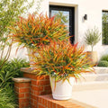 Uieke 28 Bundles Artificial Outdoor Plants UV Resistant Fake Grass Plants Faux Plastic Plants for Home Garden Spring Summer Decor, Green & Red by Uieke