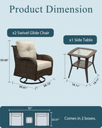 Patio Furniture Set, High Back Swivel Chairs, Weather Resistant Olefin Fabric - Image 6
