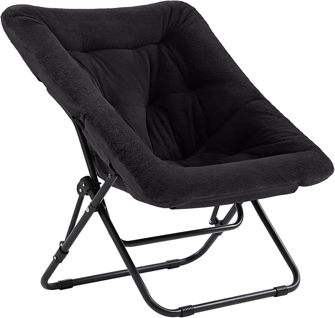 Tiita Comfy Folded Chair, Soft Faux Fur Oversized Folding Accent Chair by TiitaHome