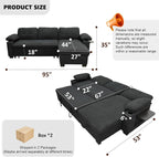 93" L Shaped Sleeper Sofa Bed, Pull Out Sectional Couch - Image 2