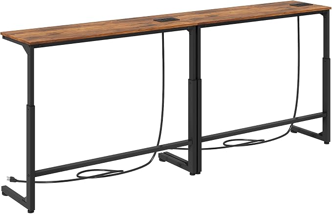 Kitstorack 2-Pack Rustic Brown Console Table, 7.9" Deep Panel, Adjustable by Kitstorack