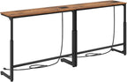 Kitstorack 2-Pack Rustic Brown Console Table, 7.9" Deep Panel, Adjustable by Kitstorack