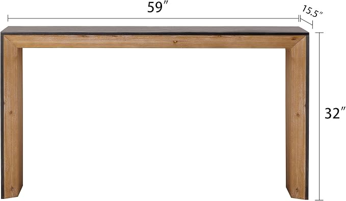 59" Wood Console Table for Entryway, Modern Sofa Table Behind Couch - Image 2