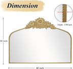 Arch Antique Gold Mirror, 40x30inch Baroque Style Vintage Metal Frame Wall - Image 3