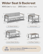Outdoor Patio Furniture Set, 5 Seats Aluminum Patio Conversation Sets - Image 6