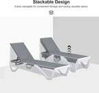 PURPLE LEAF Patio Chaise Lounge Chair Set Outside Aluminum Plastic Stackable - Image 6