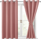 Blackout Curtains for Bedroom, 2 Panels, Dusty Rose, 52 x 45 Inch | Thermal by Hiasan