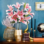 SNAIL GARDEN 12 Artificial Lily Flowers with 9 Heads Full Bloom Lily & 3 Buds, Long Stem Artificial Stargazer Lilies, Faux Tiger Bouquets for Home Hotel Flower Arrangement Party Decor - Image 5