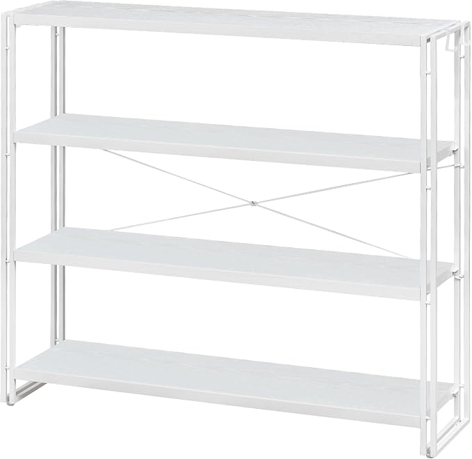 HCHQHS Bookshelf, 4-Tier Industrial Bookcase, Freestanding Tall Bookshelves by HCHQHS