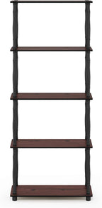 Furinno TURN-S-TUBE Storage Shelves, 5-Tier Book Shelf, Corner Shelf, Toolless - Image 6