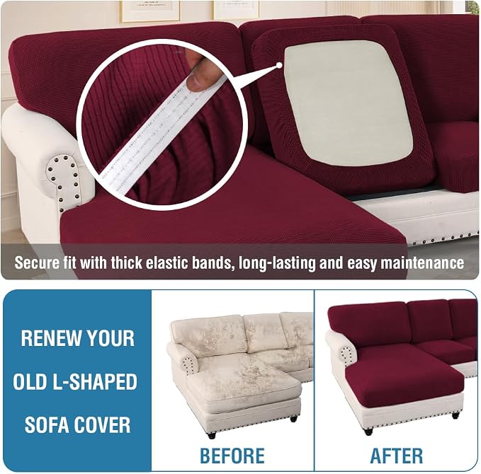 H.VERSAILTEX Sectional Couch Covers 6 Pieces Stretch Sofa Covers - Image 6
