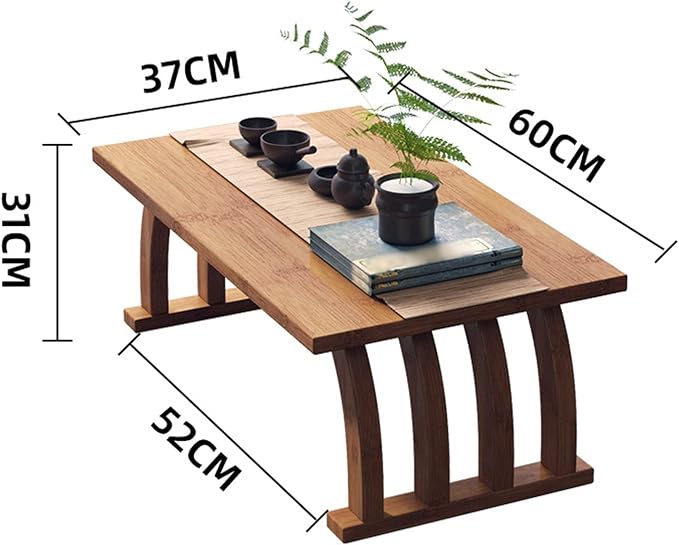 Portable Japanese Wooden Rectangular Floor Table - Image 2