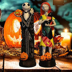 A Nightmare Before Christmas Figurines Set ~ 2 Pack Jack Skellington and Sally with Pumpkin Halloween Statue Sculpture Home Decoration Collection Gifts - Image 2
