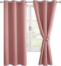 Room Darkening Curtains for Bedroom 2 Panels Dusty Rose 38x72 Inch | Noise by Hiasan