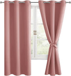 Room Darkening Curtains for Bedroom 2 Panels Dusty Rose 42x63 Inch | Thermal by Hiasan