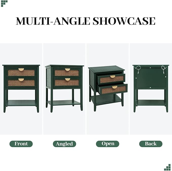 22" Green Accent Side Cabinet, Boho Storage Cabinet - Image 7