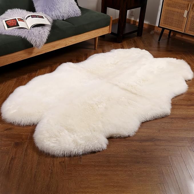 IRIWOOL Premium Genuine Fur Sheepskin Rug Real Australia Sheepskin Natural - Image 2