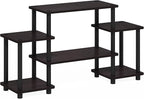 Furinno Turn-N-Tube No Tools Entertainment Center, Square corner, Dark Walnut - Image 5
