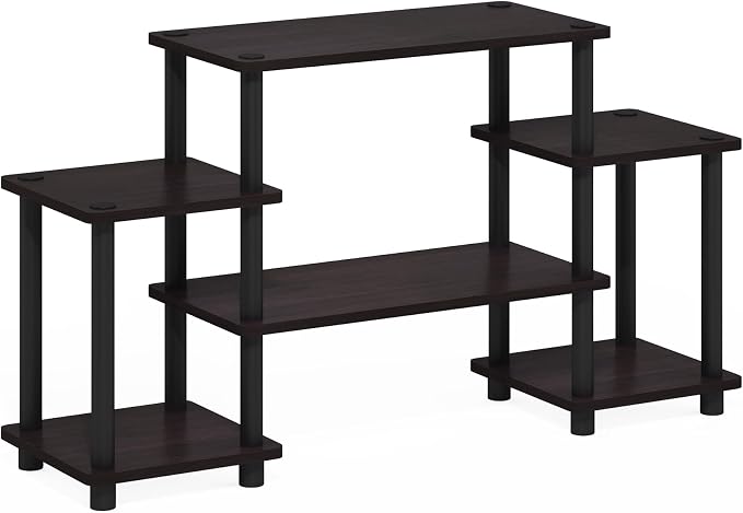 Furinno Turn-N-Tube No Tools Entertainment Center, Square corner, Dark Walnut - Image 5