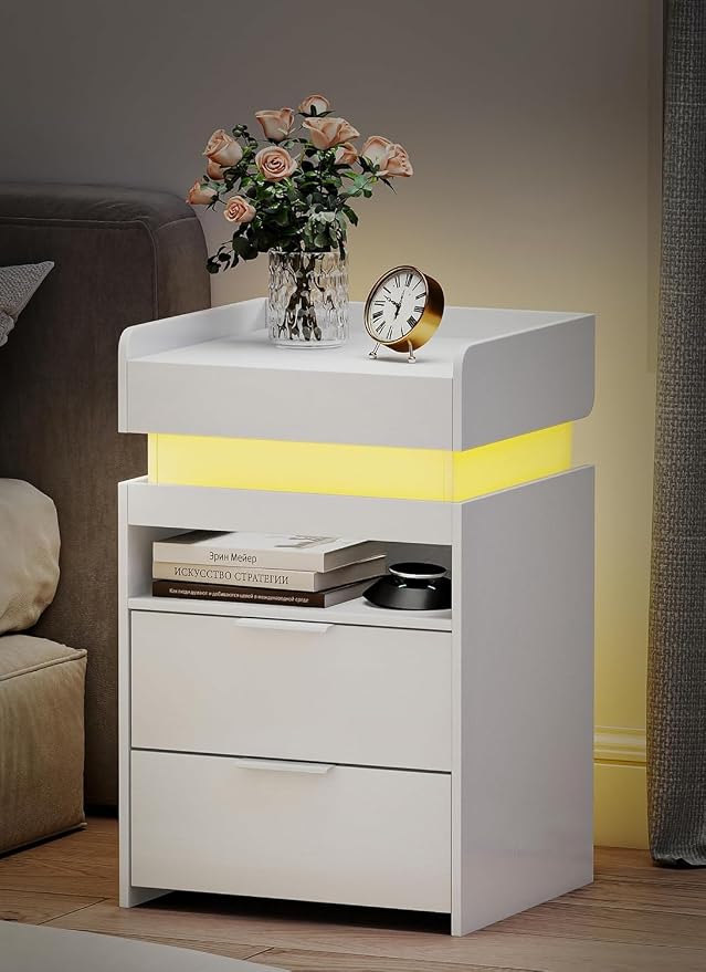 Turosur Nightstands Set of 2, LED Night Stand - Image 8