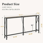Gewudraw Sofa Table with Oulets and USB Ports, 55.1" Couch Table Behind Sofa - Image 3